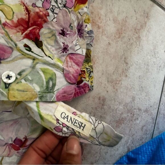 Garnish floral dress suit shirt button down top Easter blouse - Picture 5 of 6